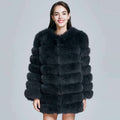Zara Women's Overcoat | Real Blue Fox Fur, Thick & Warm 0