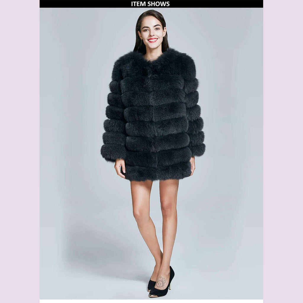 Zara Women's Overcoat | Real Blue Fox Fur, Thick & Warm 1