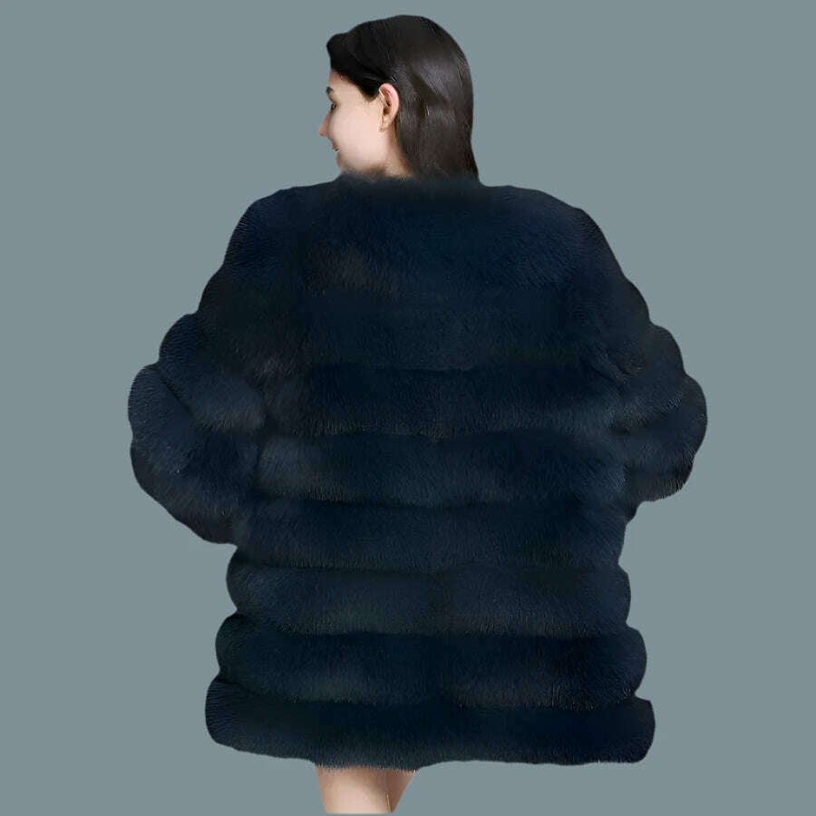 Zara Women's Overcoat | Real Blue Fox Fur, Thick & Warm 2